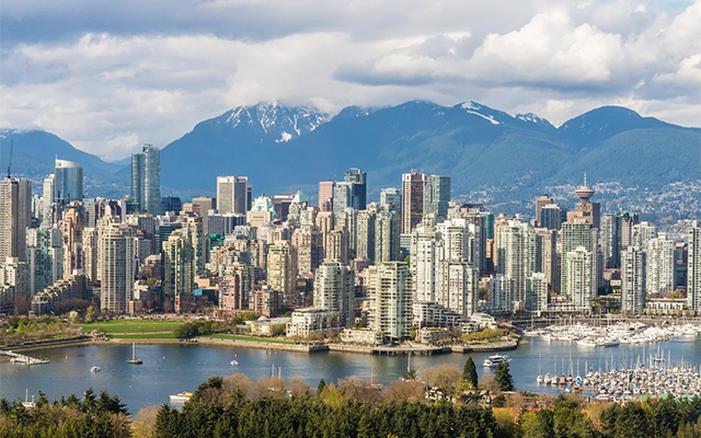 Vancouver skyline view from private car service